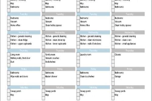 cleaning schedule