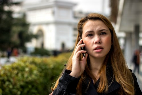 college student on phone