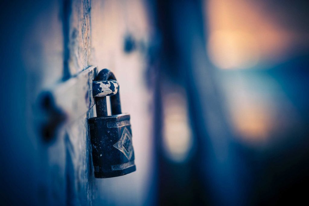 lock on door with blue background