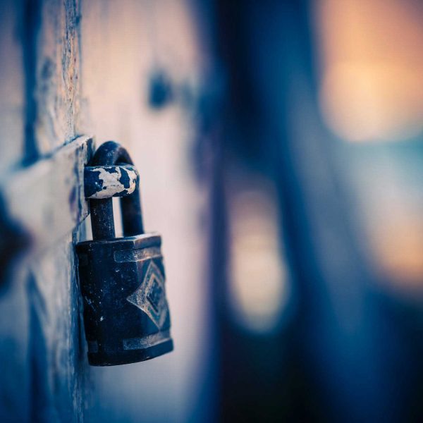 lock on door with blue background